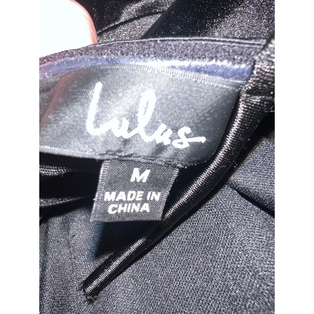 Lulu's satin mini bodycon black dress medium night‎ out club wedding guest - Picture 5 of 8